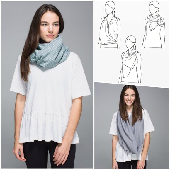 RARE Lululemon Lightweight Yoga Casual Shrug Wrap Scarf Snapped Gray Mint NWOT - Picture 1 of 12